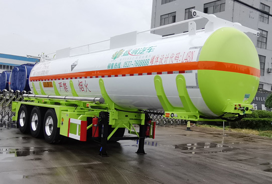 盛润牌10米34吨3轴腐蚀性物品罐式运输半挂车(SKW9406GFWT)