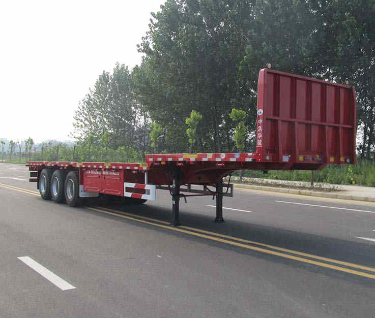 华骏牌13米34.7吨3轴平板运输半挂车(ZCZ9400TPBK)