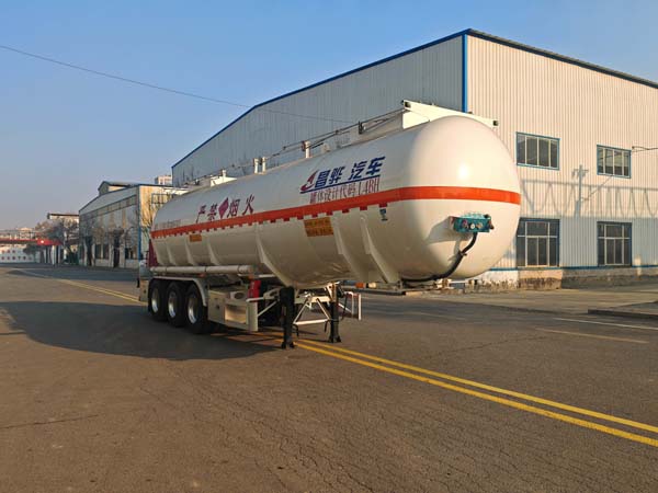 昌骅牌10.9米33.7吨3轴易燃液体罐式运输半挂车(HCH9407GRY38)