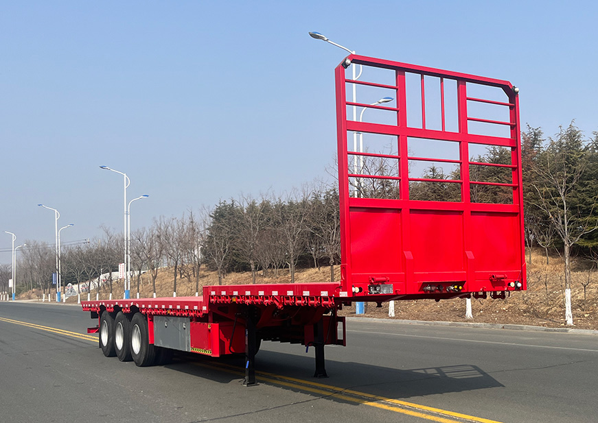 微星牌13米34.5吨3轴平板运输半挂车(AWJ9400TPBE)