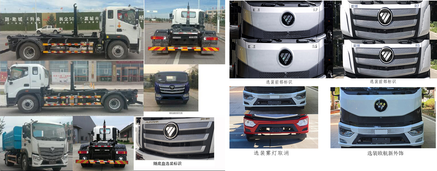 福田牌BJ5184ZXXE6-H1車(chē)廂可卸式垃圾車(chē)公告圖片