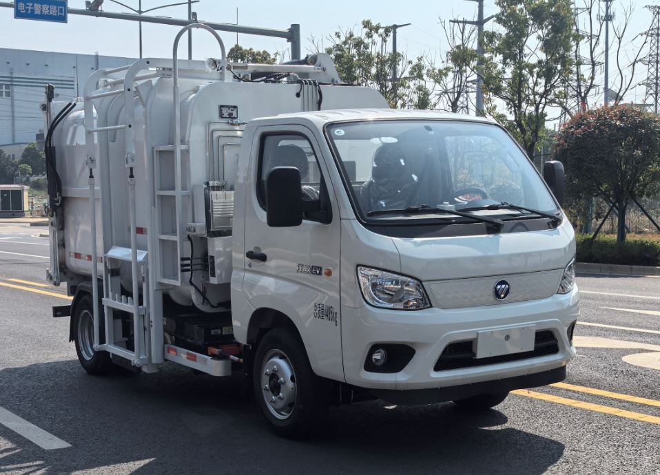 福田牌BJ5045ZZZEV-H1純電動自裝卸式垃圾車
