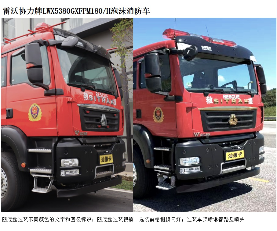 雷沃协力牌LWX5380GXFPM180泡沫消防车公告图片