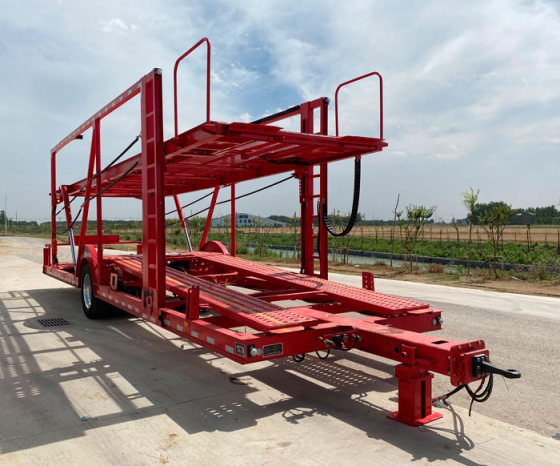 海鹏牌55吨12米1轴中置轴车辆运输挂车jhp9100tcl