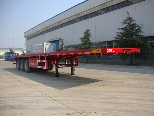 中集牌13米34吨3轴平板运输半挂车(ZJV9401TPBDY)