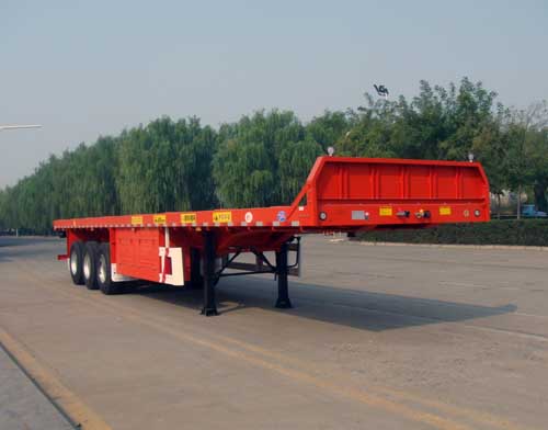 华骏牌13米34.2吨3轴平板运输半挂车(ZCZ9402TPBHJE)